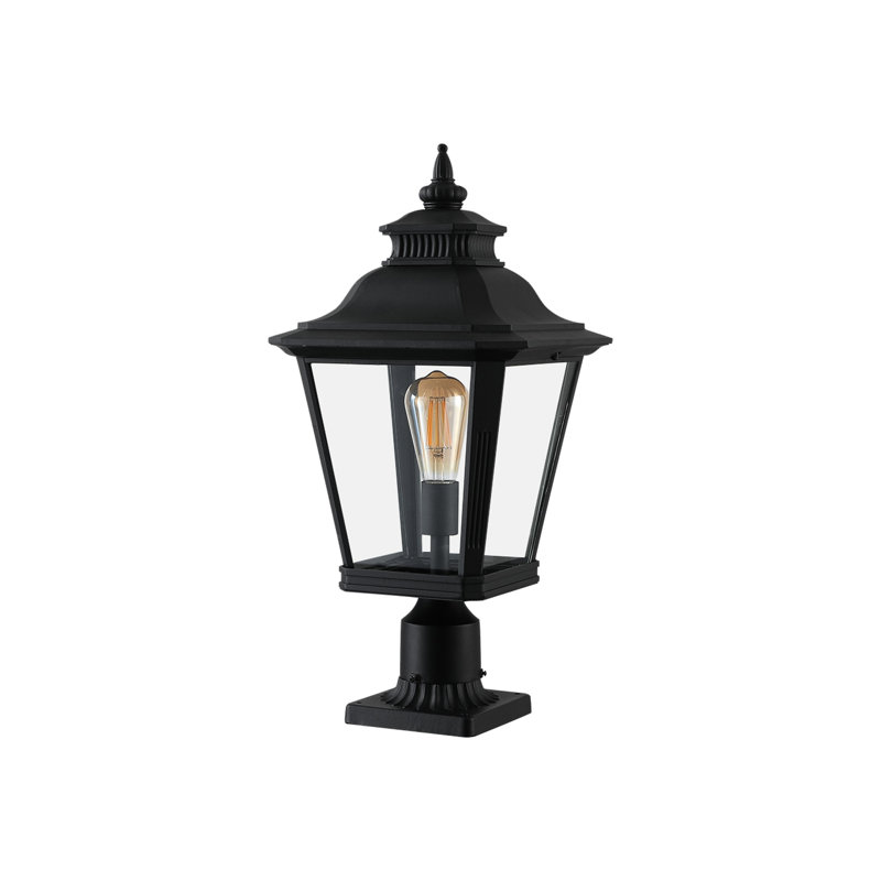 21" Vintage Outdoor Post Lantern Light - Weather-Resistant Black Aluminum Pillar Lamp for Driveway & Garden Pathway