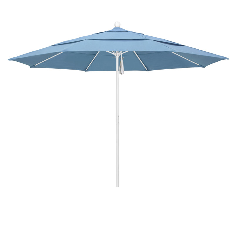 Parasol de marché 11 pi Silva, Pierre noire, Toile toile Sunbrella® bleu ciel