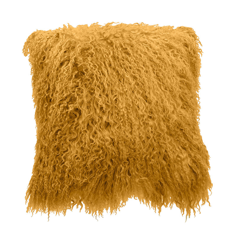 Tibetan Microsuede Throw Pillow, Mustard, Solid Color, 26" x 26"