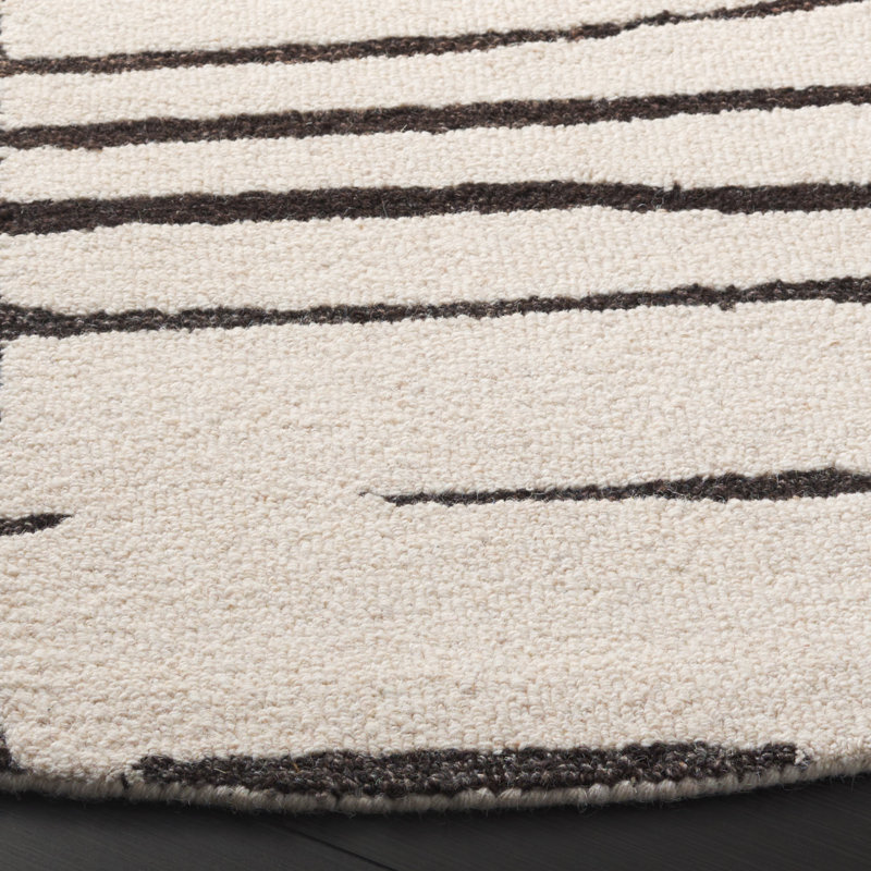 Kirstey Ebony Hand Tufted Wool/Cotton Abstract Rug in Ivory/Dark Brown, Round 3"