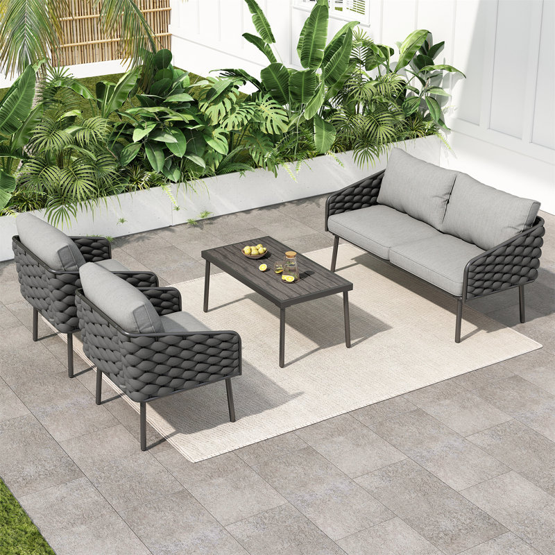 Ensemble de mobilier d'extérieur en métal 4 pièces 4 pièces