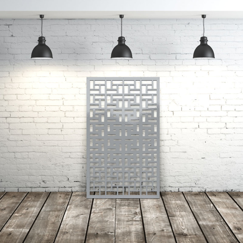 Panneau d'intimité géométrique en aluminium brique découpé au laser - Art mural extérieur thermolaqué en métal, paravent de clôture décoratif pour clôture de jardin