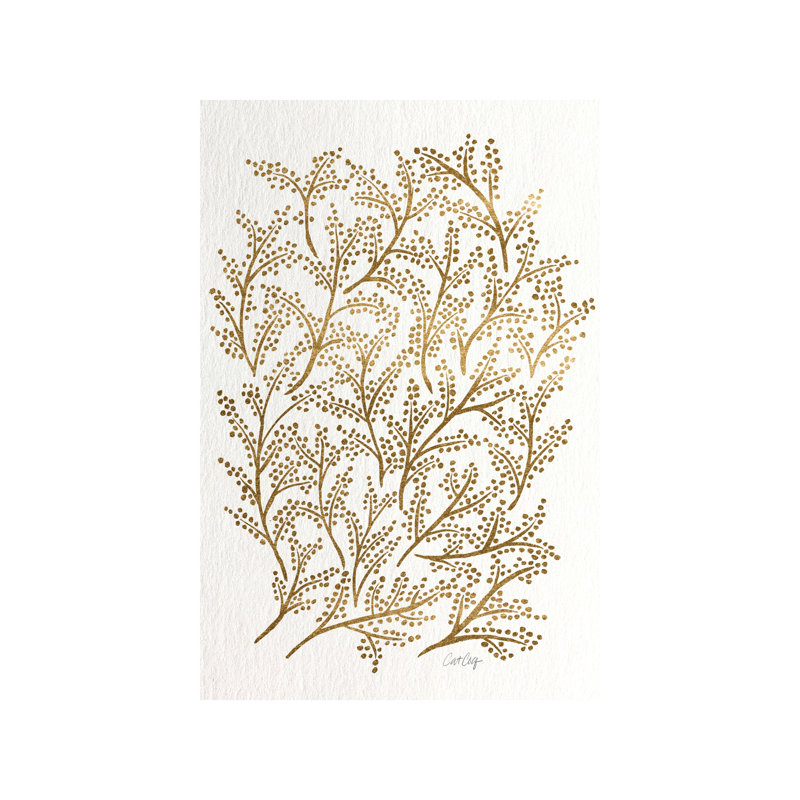 Gold Branches by Cat Coquillette - Wrapped Canvas Print, 20.32 cm H x 30.48 cm W