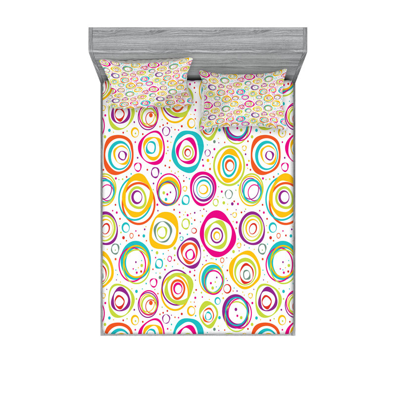 Multicolore drap-housse et coussin décoratif Ambesonne, Ensemble de draps pour très grand lit californien