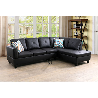 Suisun 97" Wide Faux Leather Sofa & Chaise