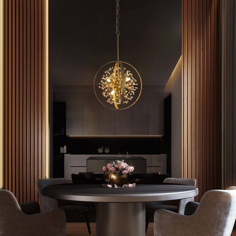 Luminaire suspendu sphère en cristal 4 lumières