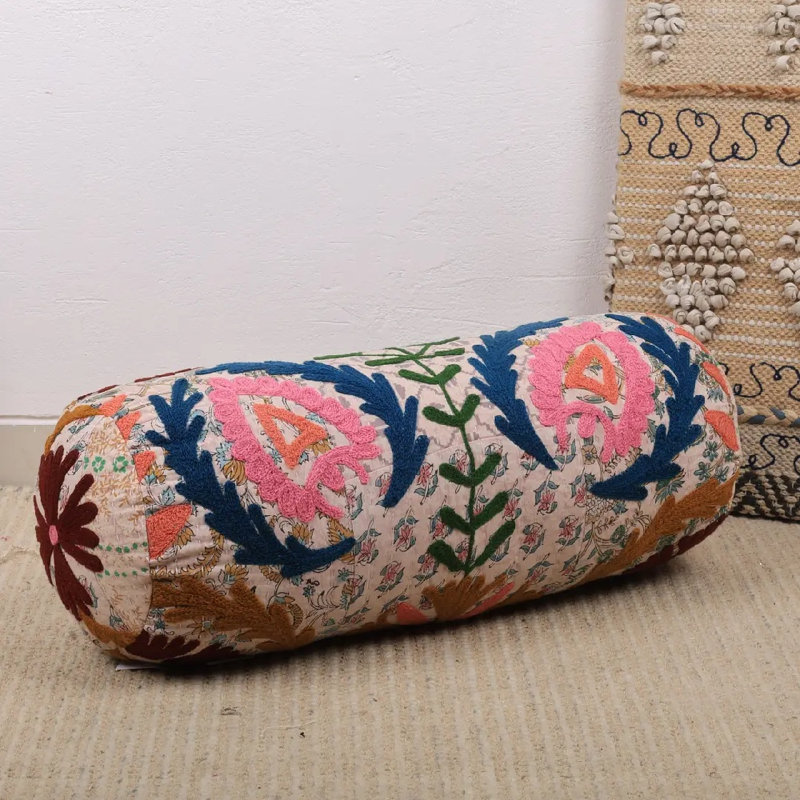 Coussin lombaire en coton brodé à la main avec insert en polyester, coussin décoratif décoratif pour canapé-lit Aari