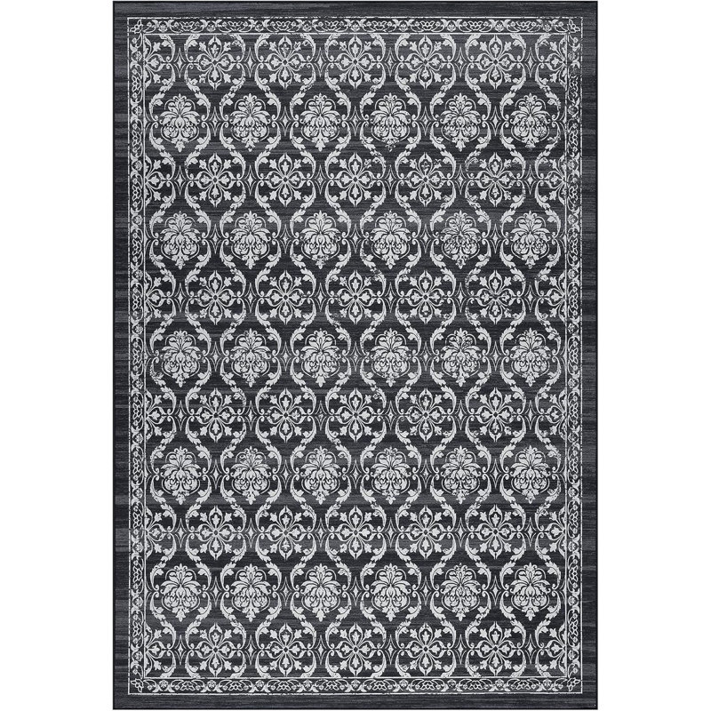 Washable Oriental Floral Boho Distressed Accent Non-Slip Entryway Living Room Low Pile Non-Shedding Thin Floor Carpet for Home Decor