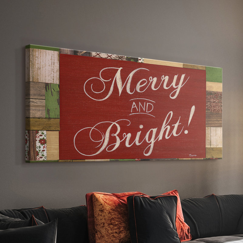 Merry and Bright - Toile tendue avec châssis - Prêt à accrocher, H 16 po x l 32 po