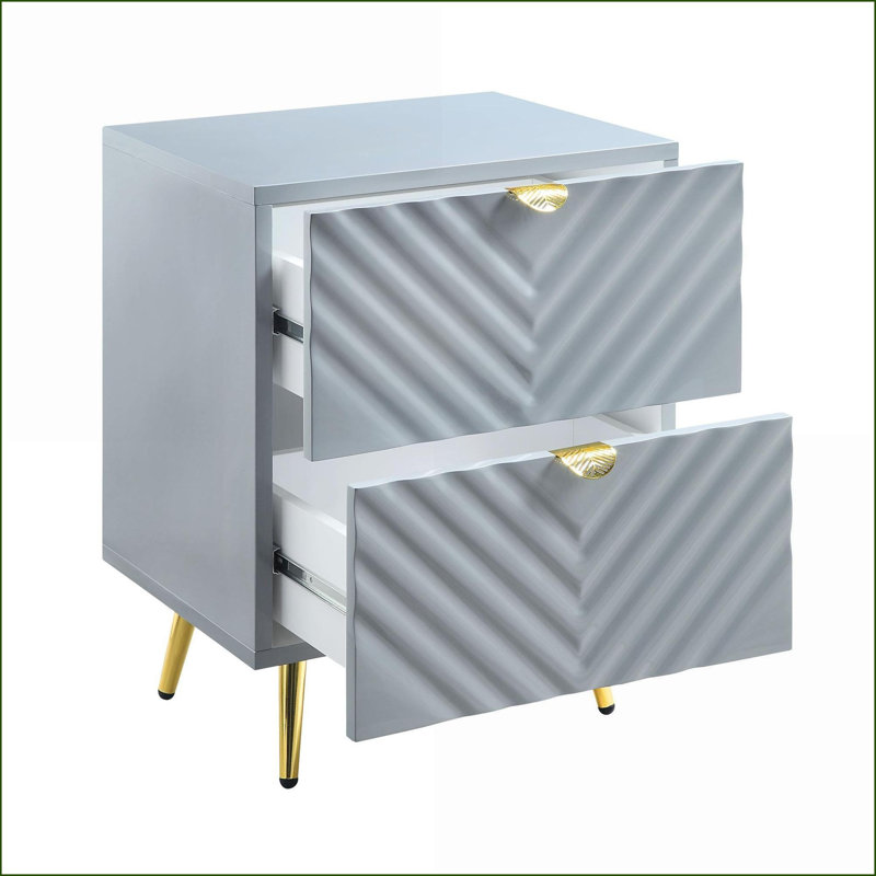 Table de chevet 2 tiroirs Gaines Grey