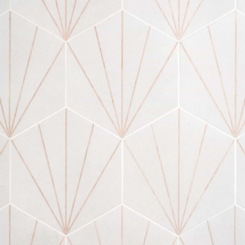 Pergola 12.5" Hexagon Matte Porcelain Tile, Beams White