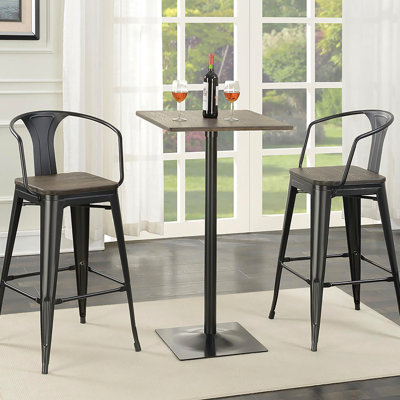 2 tabourets de bar de style industriel noir foncé et mat - salle à manger, hauteur de 41,5 po, siège de 21 po de profondeur et (2) meubles
