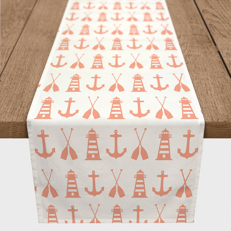Nautical Icons Coral Table Runner, 72" x 16", 1, Orange