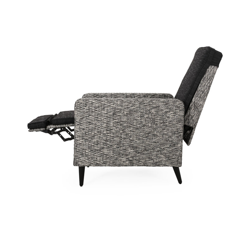 Fauteuil inclinable d'extérieur avec attaches autoagrippantes tissées et renforcées pour coussins d'eau, l 26,01 po x P 32,66 po, H 40,44 po, style cour arrière noir et gris
