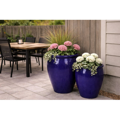 Ensemble de 2 vases moyen A, B - bleu cobalt