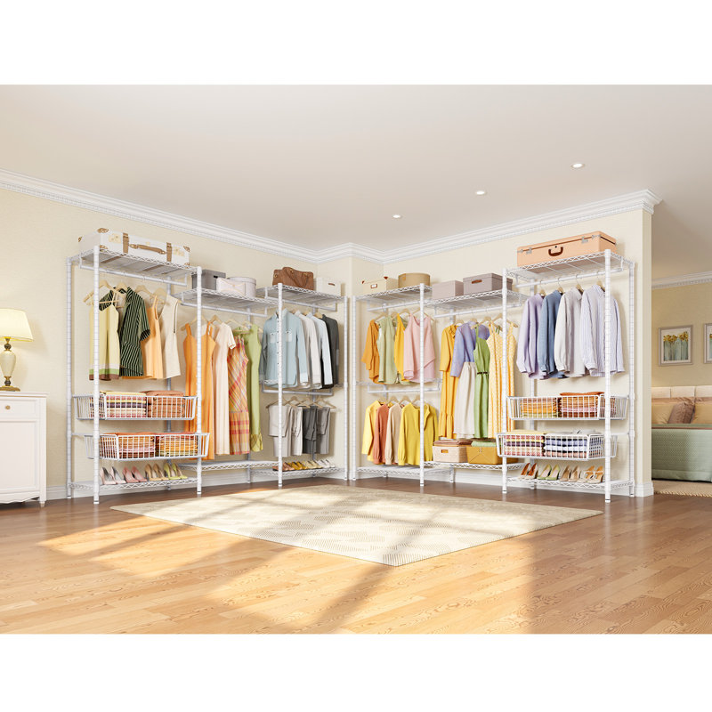 VIPEK V10 Heavy Duty Garment Rack, 5-Tier Large Closet with 4 Hanging Rods & 6 Shelves, 920lb Capacity, White, White