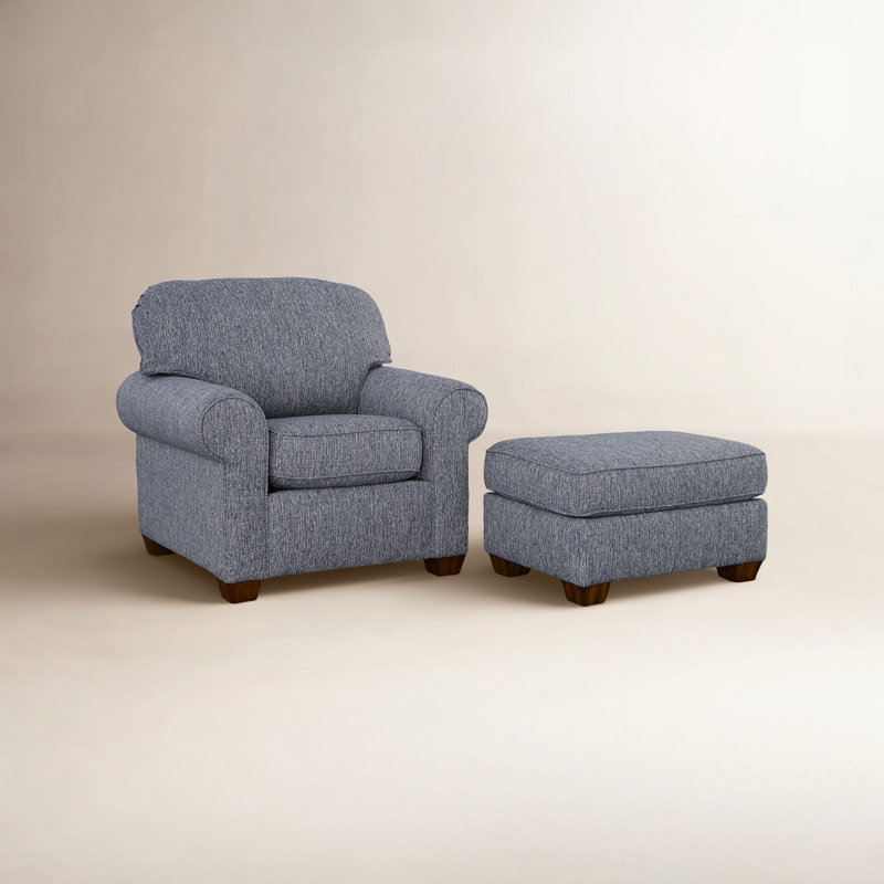 Tobias Chair & Ottoman, Indigo Blue