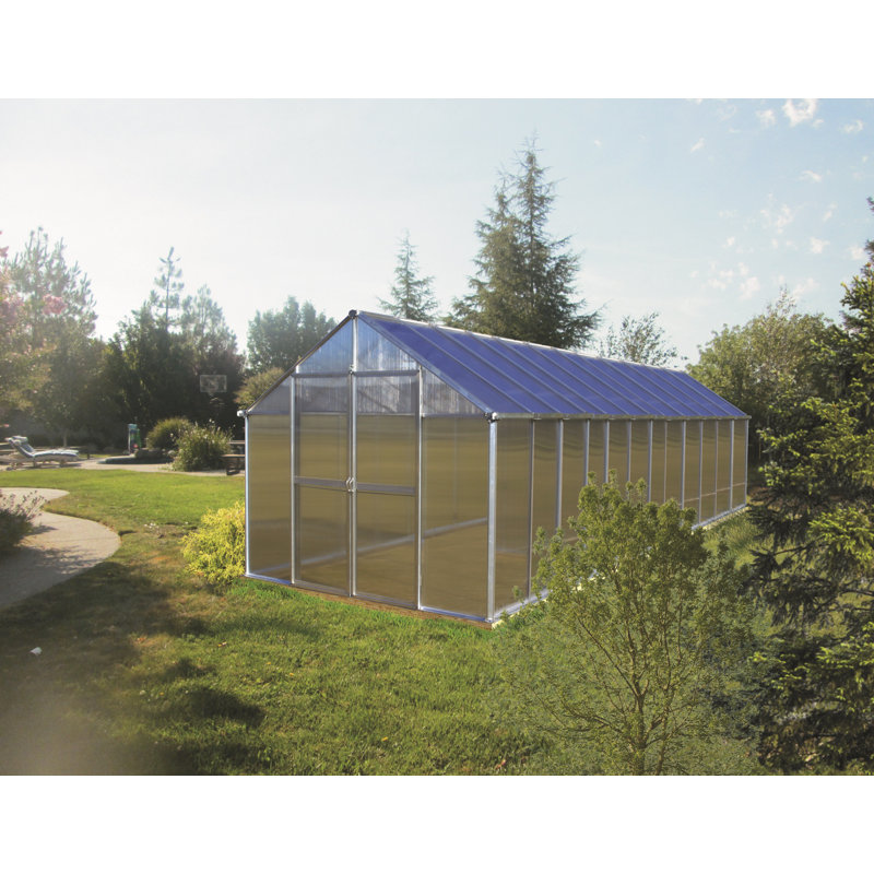 Monticello Polycarbonate Greenhouse in Aluminum, 7'6" H x 8' W x 8' D, Black
