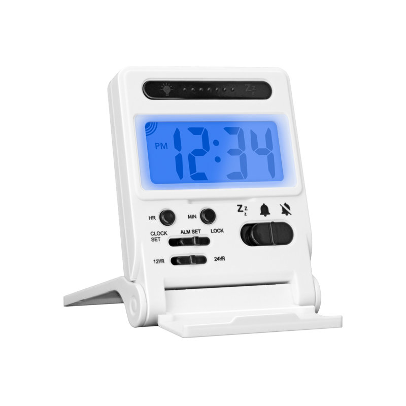 Réveil-matin numérique à alarme mécanique, Blanc