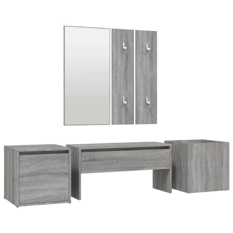 vidaXL Hallway Furniture Set Engineered Wood, Grey