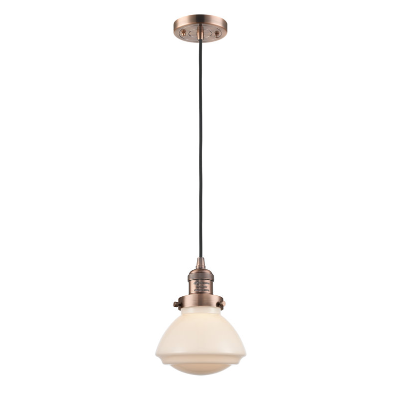 Chesterville 1 - Light Single Pendant, No Bulb Included, Matte White, Antique Copper