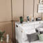 Grand lit escamotable avec tiroir de rangement et station de charge Murphy, port USB, cadre de lit escamotable en pin massif pour bureau à domicile, studio ou chambre d'amis, blanc
