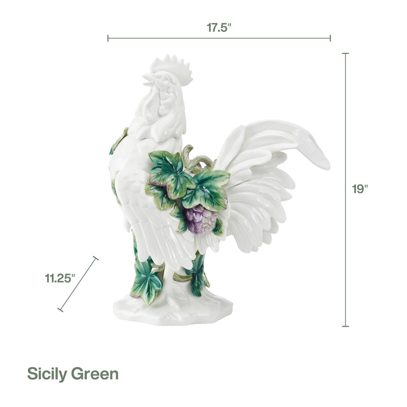 Fitz and Floyd Sicily Green Rooster Figurine