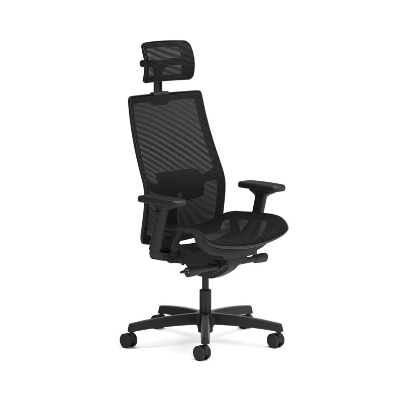 Chaise de travail avec appui-tête HON Ignition 2.0, inclinaison synchro limitée, structure noire, noir