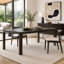 Table de salle à manger rectangulaire TREXM avec dessus de style parquet, coins arrondis, pieds incurvés et pieds ajustables (Espresso)-1503382412