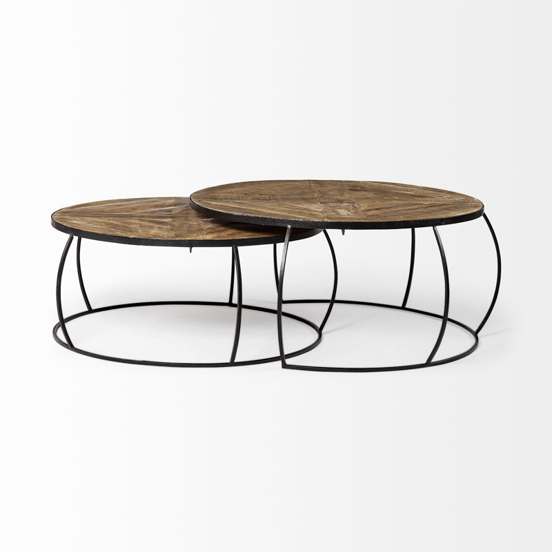 Ratcliff Solid Wood Top Nesting Coffee Table, Natural, 55.5" W x 72" L