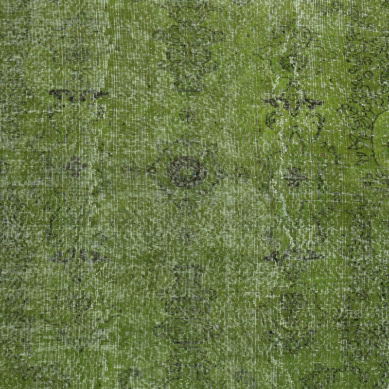 Tapis vert en laine de 5,6 x 9,4 pi pour intérieurs modernes, fabriqué à la main en Turquie