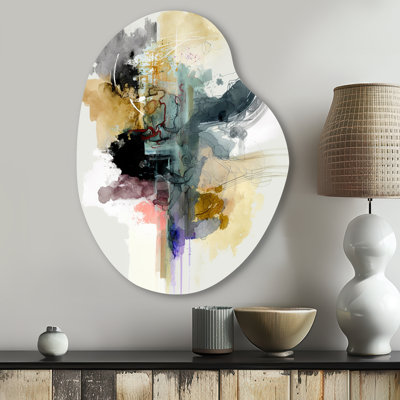 Alizarin l'ordre II - abstrait encre liquide en forme de poire, art mural métallique asymétrique