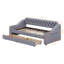 Lit de jour simple rembourré avec accoudoirs de rangement et port USB-93672577