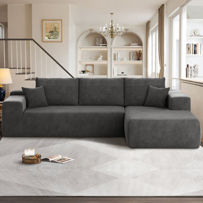 Nathasa 2 - Piece No Assembly Required Compression Sectional, Free Combination Upholstery Boneless Sofa with L-Shape Chaise, Deep Seat Modular Couch for Living Room Bedroom