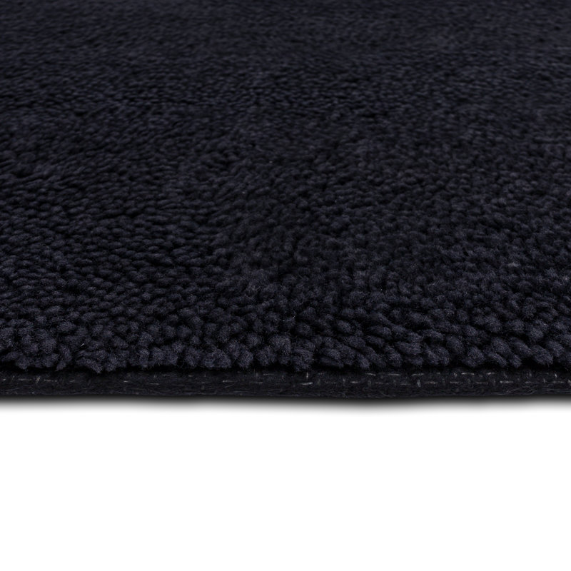 Mccluney Soft Nylon Machine Washable Non- Slip Bath Rug/Mat, Black, 20" W x 34" L