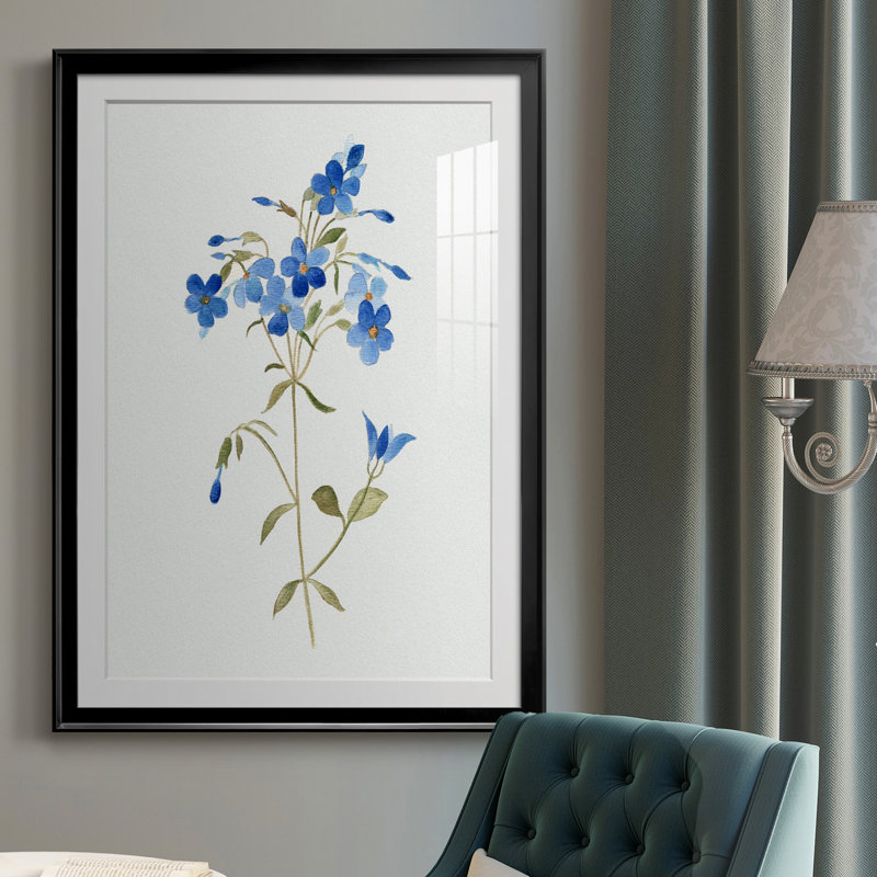 «Blue Blossom Botanical II» - peinture encadrée, H 26,5 po x l 36,5 po x P 1,5 po, Noir