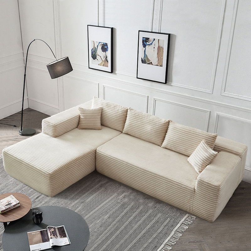 Canapé modulaire rembourré 2 pièces Kailayah, Polyester beige, Orienté à gauche (vu de face)