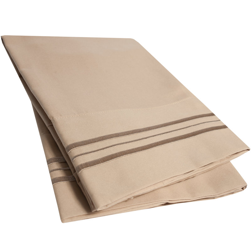 1500 Series Collection Ultra-Soft Embroidered Pillowcases, King Pillowcase, Taupe