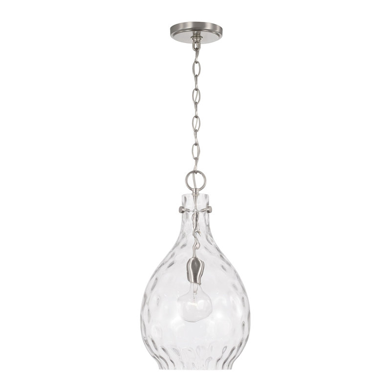 Pendentif 1 Lumière goutte d'eau, Brossé / nickel satiné