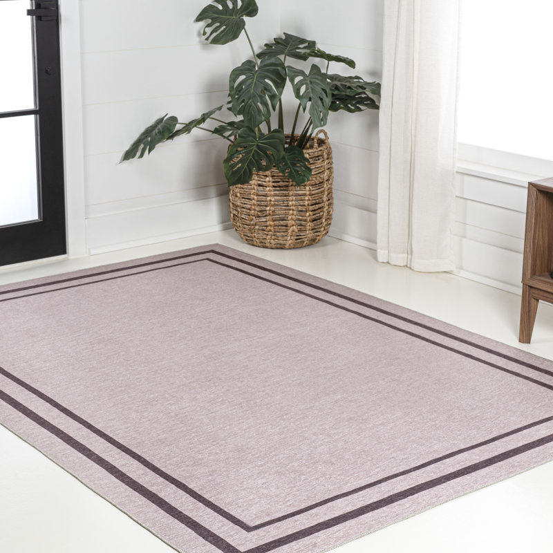 Tapis mauve / mauve foncé à 2 rayures Mariques Classic, Rectangle 2 pi 11 po x 5 pi