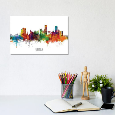 Boston Massachusetts Skyline by Michael Tompsett - Wrapped Canvas Painting