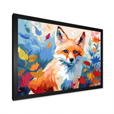 Orange Foxes Leaf Adventure I - Fox Animal Wall Art