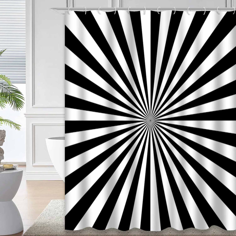 Rideau de douche Black Sun Rays Sunburst, L 72 po x l 78 po