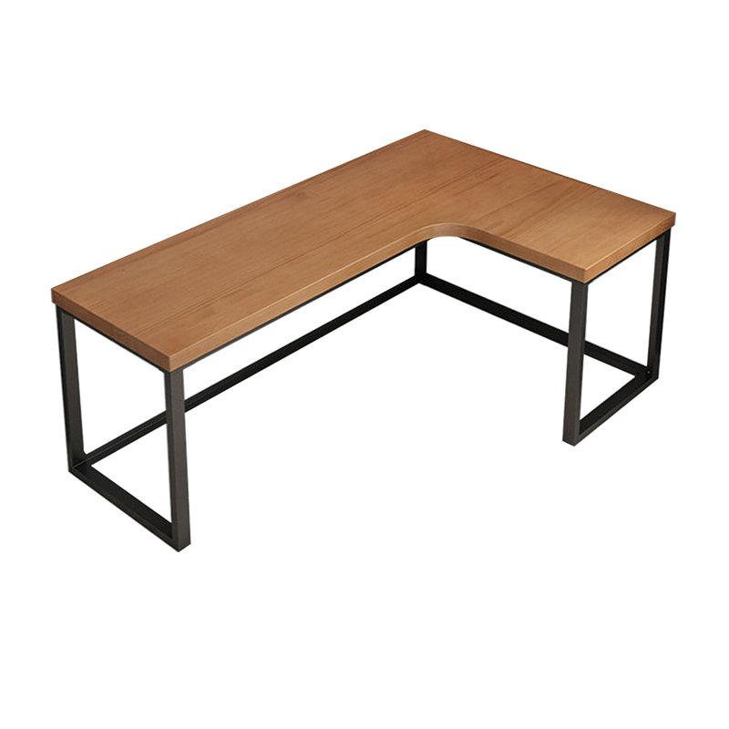 Brown L-Shaped Solid Wood with 2 drawers writing desk, Right Hand Return, 29.53" H x 70.87" W x 47.24" D