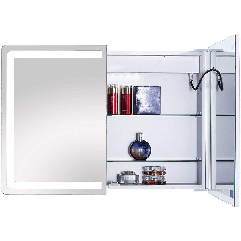 Edison 24'' W 5.25'' H Surface Framed Medicine Cabinet Mirror 2 Adjustable