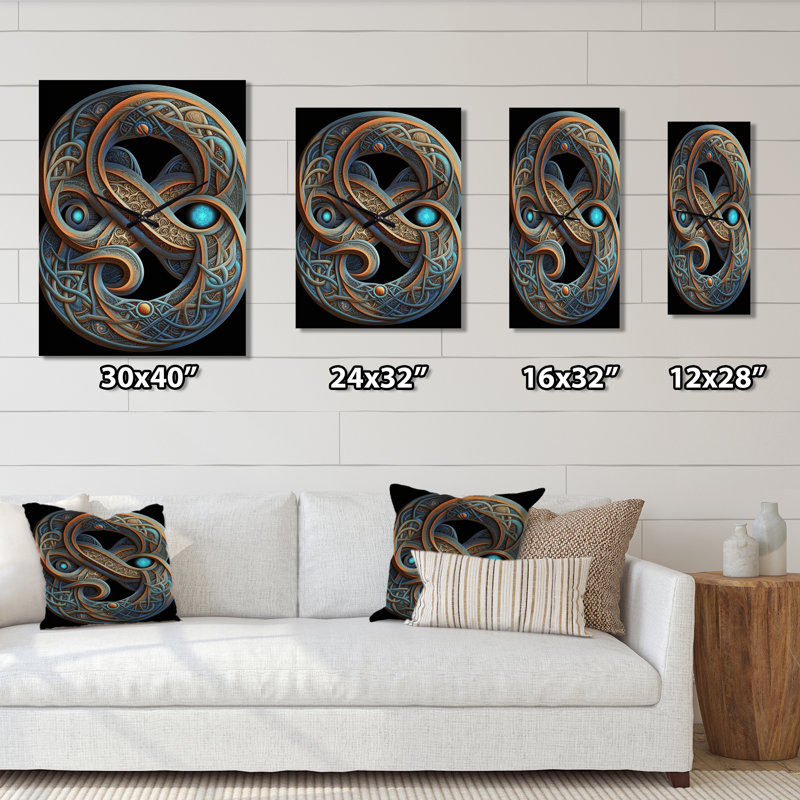 Abstract Infinity Lemniscate In Retro Colours - Modern Geometric Wall Clock Oversized, 32" H x 24" W x 1" D