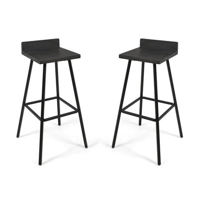 Bidwell Contemporary Indoor Acacia Wood Bar Stools, Set Of 2, Durable And Easy To Clean, Perfect For Minimalist Design by Ebern Designs