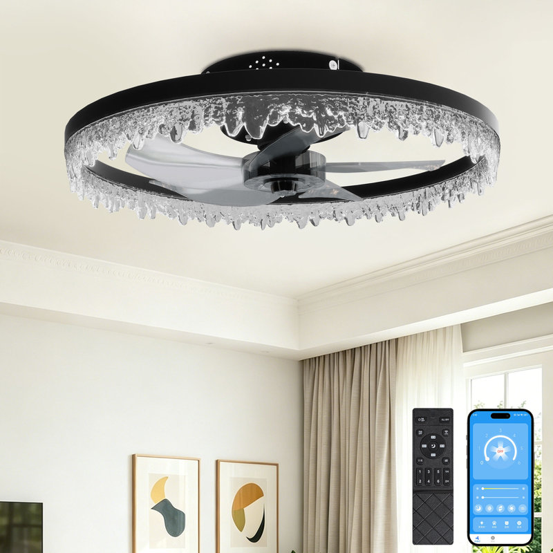 20" Black Ceiling Fan with Dimmable LED Light, 20" Black Ceiling Fan with Dimmable LED Light