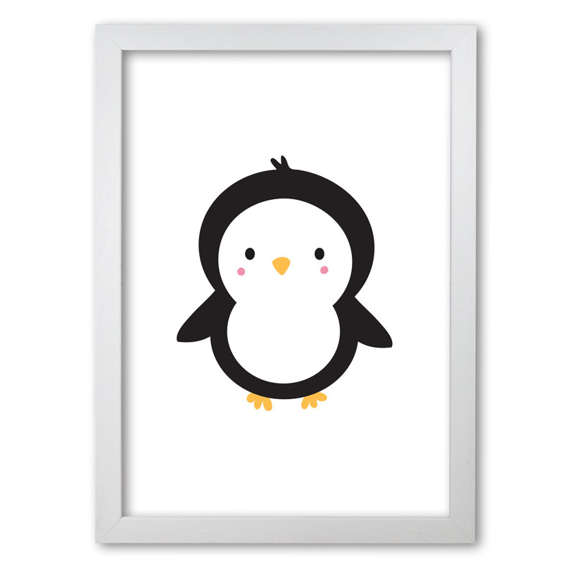 Children's Animals, Penguin - Print, White Grain Frame, 60 cm H x 42 cm W x 5 cm D