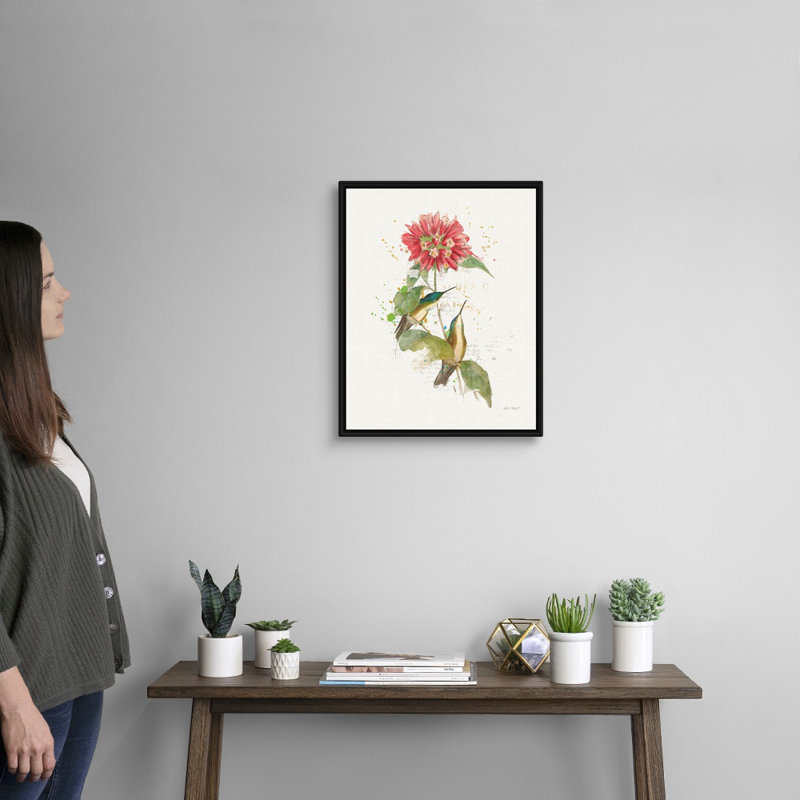 Colibris colorés I, art mural sur toile, H 22 po x l 18 po x P 2 po, Toile encadrée noire